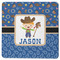 Blue Western Square Rubber Backed Coaster (Personalized)