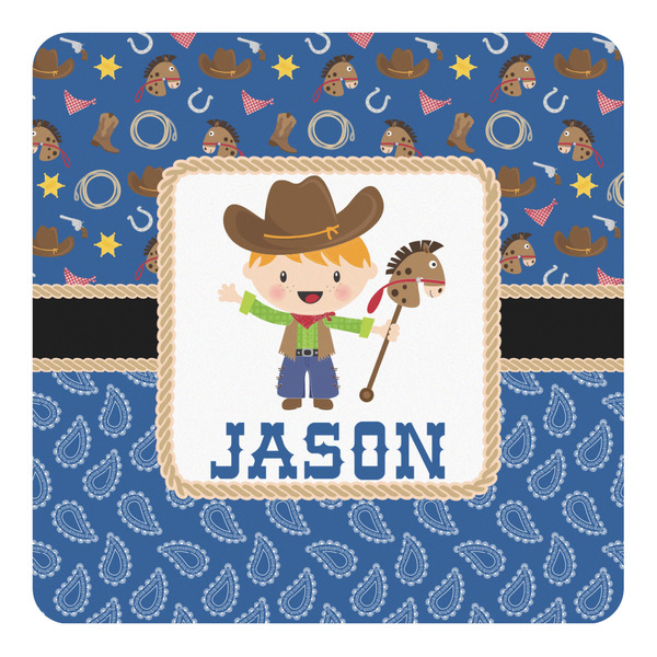 Custom Blue Western Square Decal - Small (Personalized)