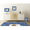 Blue Western Square Wall Decal Wooden Desk