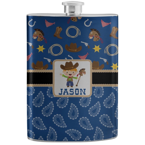 Custom Blue Western Stainless Steel Flask (Personalized)