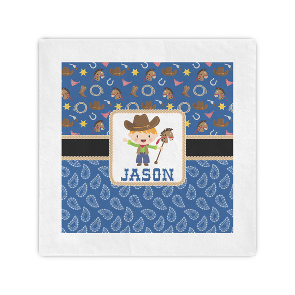 Custom Blue Western Cocktail Napkins (Personalized)