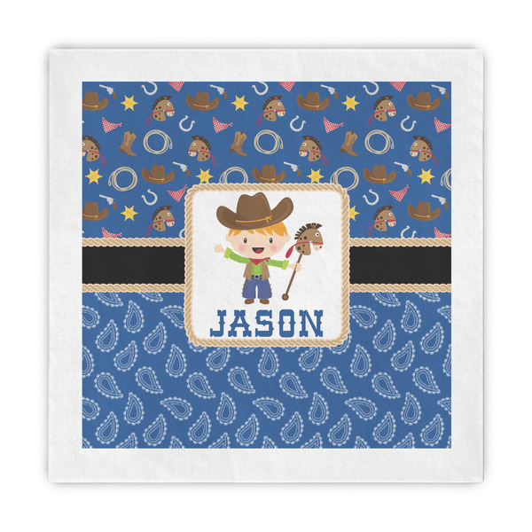 Custom Blue Western Decorative Paper Napkins (Personalized)