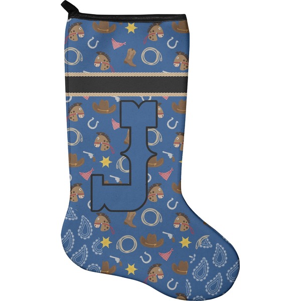 Custom Blue Western Holiday Stocking - Single-Sided - Neoprene (Personalized)