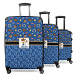Blue Western 3 Piece Luggage Set - 20" Carry On, 24" Medium Checked, 28" Large Checked (Personalized)
