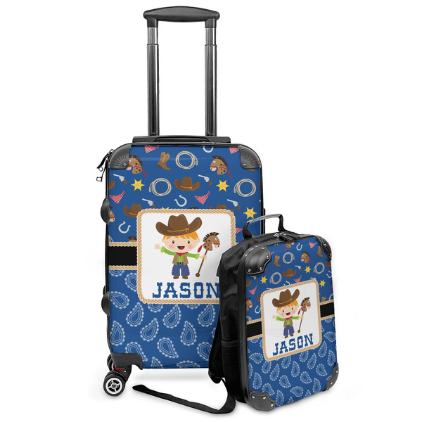 Custom Blue Western Kids 2-Piece Luggage Set - Suitcase & Backpack (Personalized)