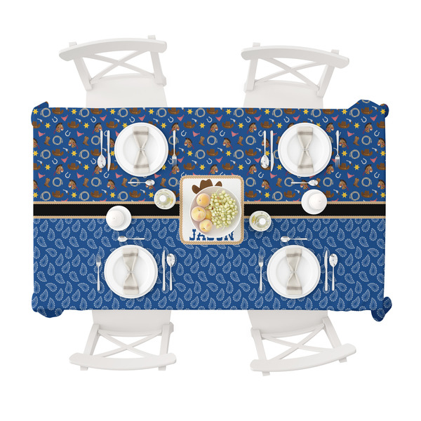 Blue Western Tablecloths (58"x102") - TOP VIEW