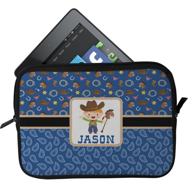 Custom Blue Western Tablet Case / Sleeve - Small (Personalized)
