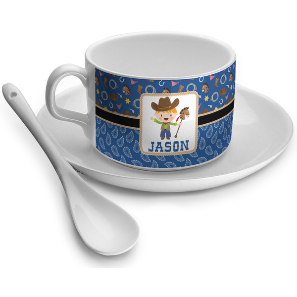 Custom Blue Western Tea Cup - Single (Personalized)
