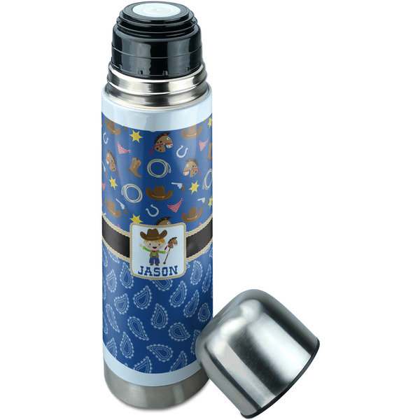 Blue Western Thermos - Lid Off