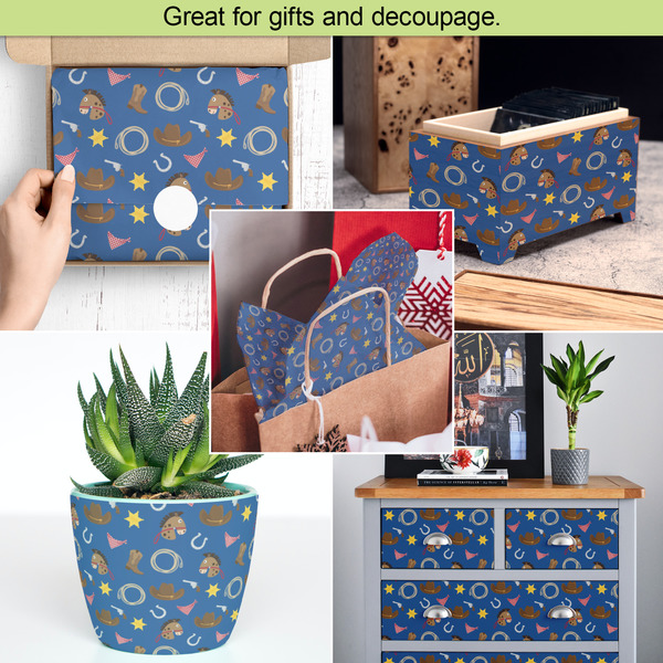 Blue Western Tissue Paper - In Use Collage