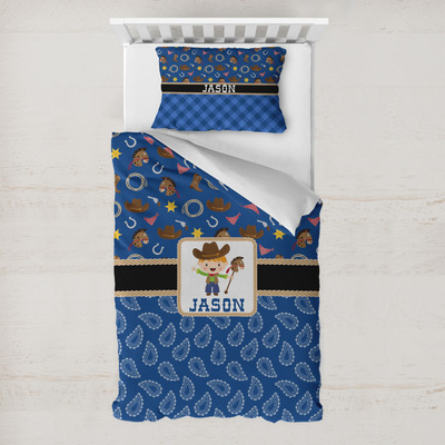 Blue Western Toddler Bedding w/ Name or Text