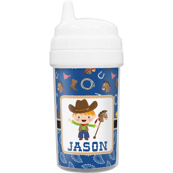 Custom Blue Western Toddler Sippy Cup (Personalized)