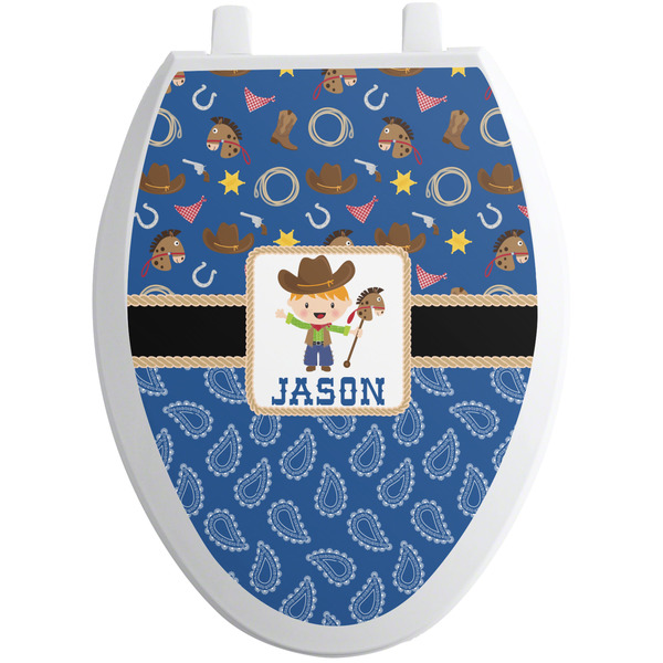 Custom Blue Western Toilet Seat Decal - Elongated (Personalized)