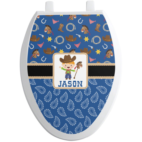 Custom Blue Western Toilet Seat Decal - Elongated (Personalized)