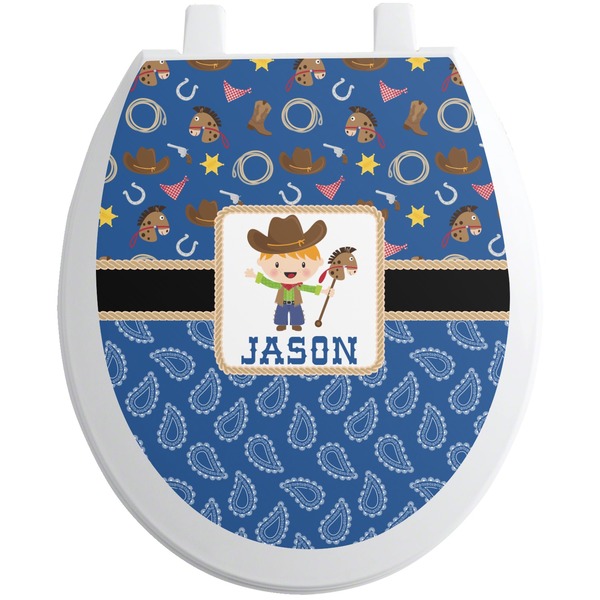 Custom Blue Western Toilet Seat Decal (Personalized)