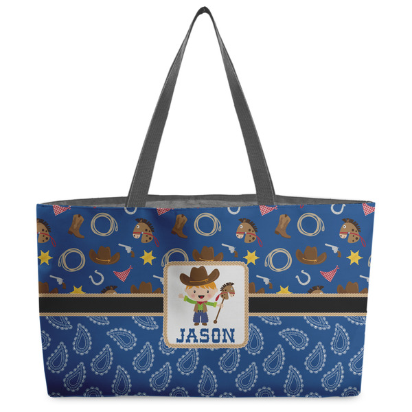 Custom Blue Western Beach Totes Bag - w/ Black Handles (Personalized)