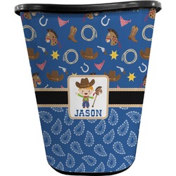 Blue Western Waste Basket - Single Sided (Black) (Personalized)
