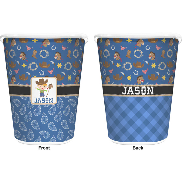 Blue Western Trash Can White - Front and Back - Apvl