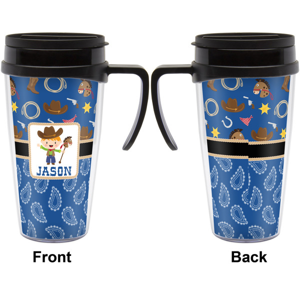Blue Western Travel Mug with Black Handle - Approval