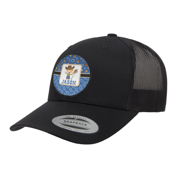 Custom Blue Western Trucker Hat - Black (Personalized)
