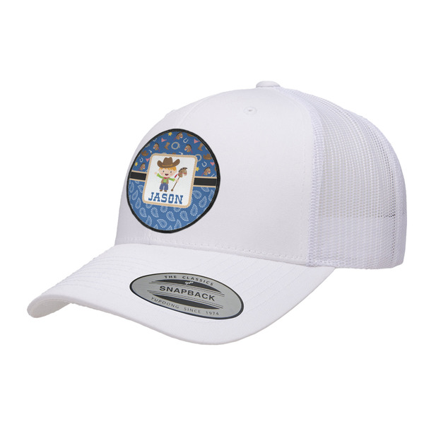Custom Blue Western Trucker Hat - White (Personalized)
