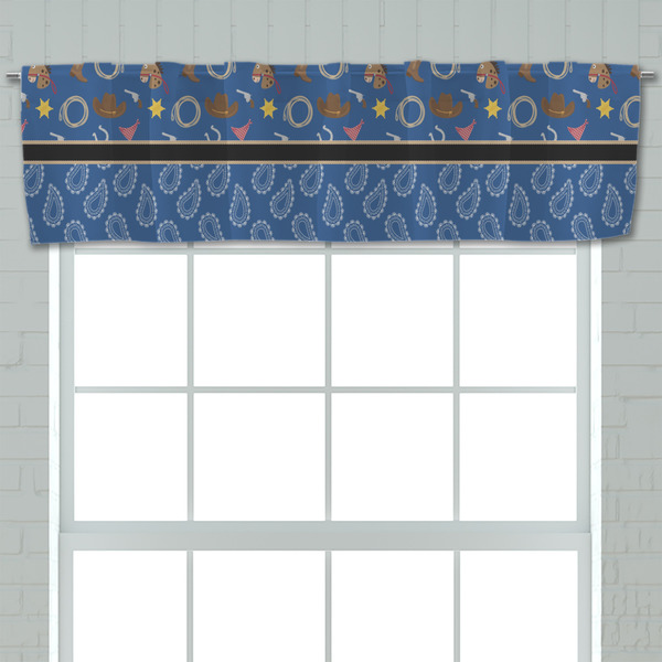Blue Western Valance - Closeup on window