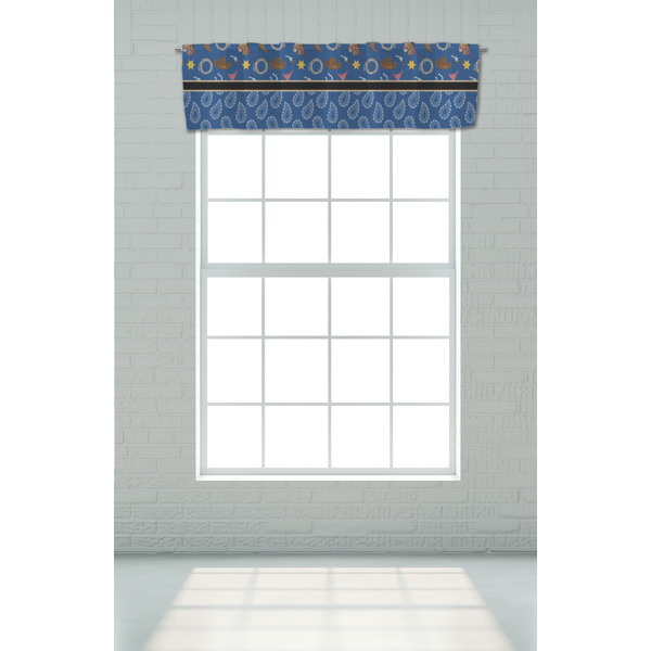 Blue Western Valance - On window