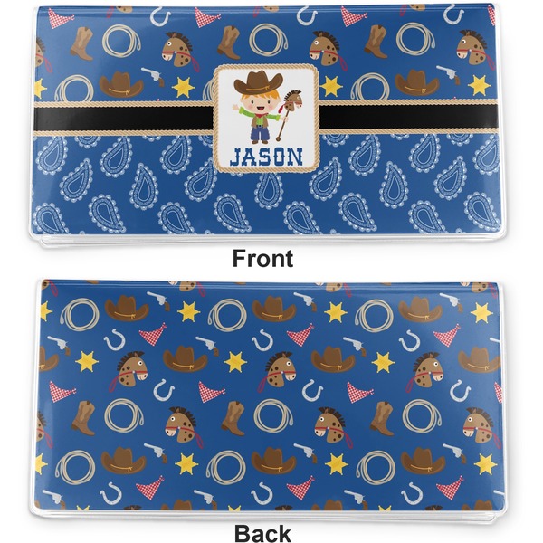 Blue Western Vinyl Check Book Cover - Front and Back