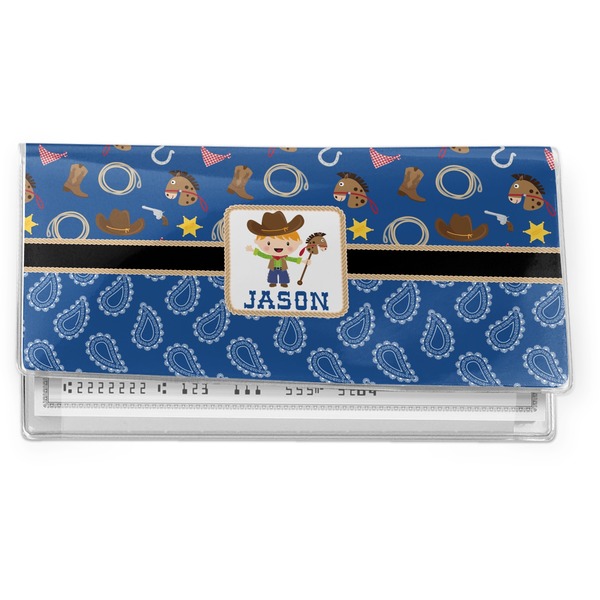 Custom Blue Western Vinyl Checkbook Cover (Personalized)