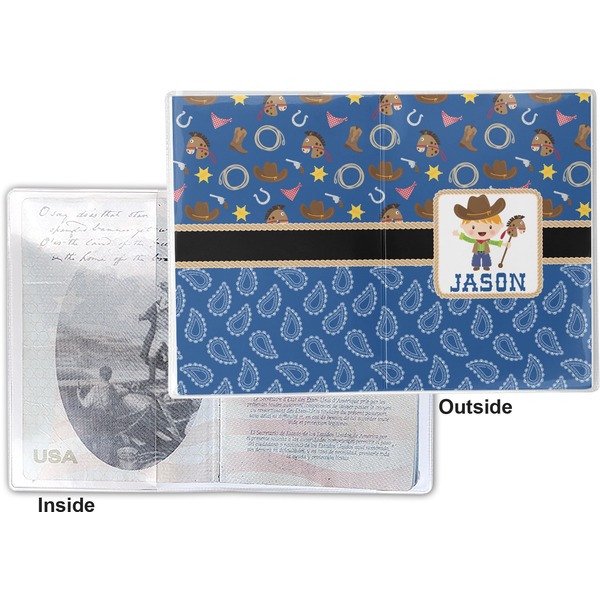 Blue Western Vinyl Passport Holder - Flat Front and Back