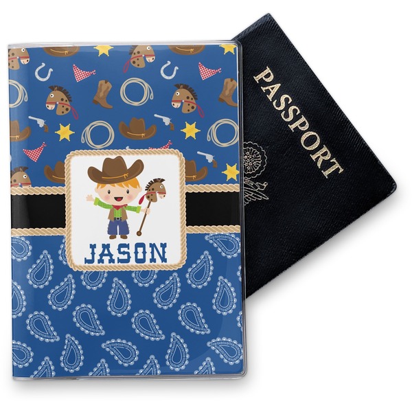 Custom Blue Western Vinyl Passport Holder (Personalized)