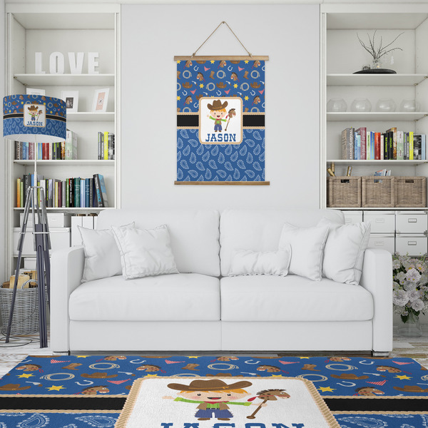 Blue Western Wall Hanging Tapestry - Portrait - IN CONTEXT