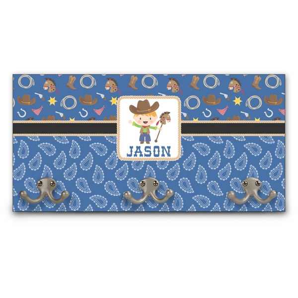 Custom Blue Western Wall Mounted Coat Rack (Personalized)