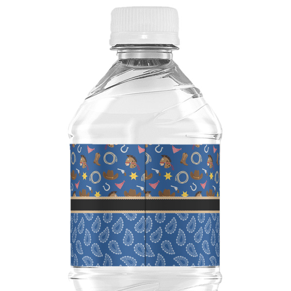 Blue Western Water Bottle Label - Back View