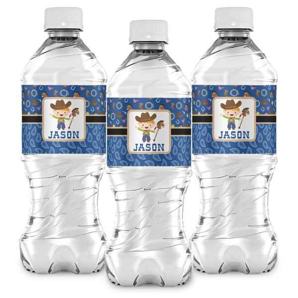 Blue Western Water Bottle Labels - Front View