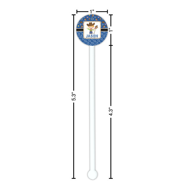 Blue Western White Plastic 5.5" Stir Stick - Round - Dimensions