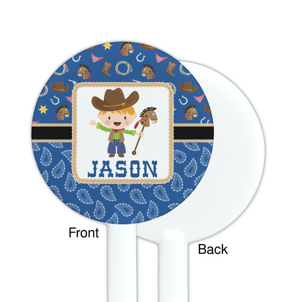 Blue Western White Plastic 5.5" Stir Stick - Single Sided - Round - Front & Back