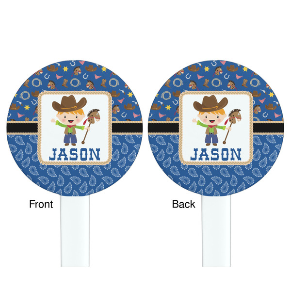 Blue Western White Plastic 7" Stir Stick - Double Sided - Round - Front & Back