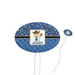 Blue Western Oval Plastic Stir Sticks (Personalized)