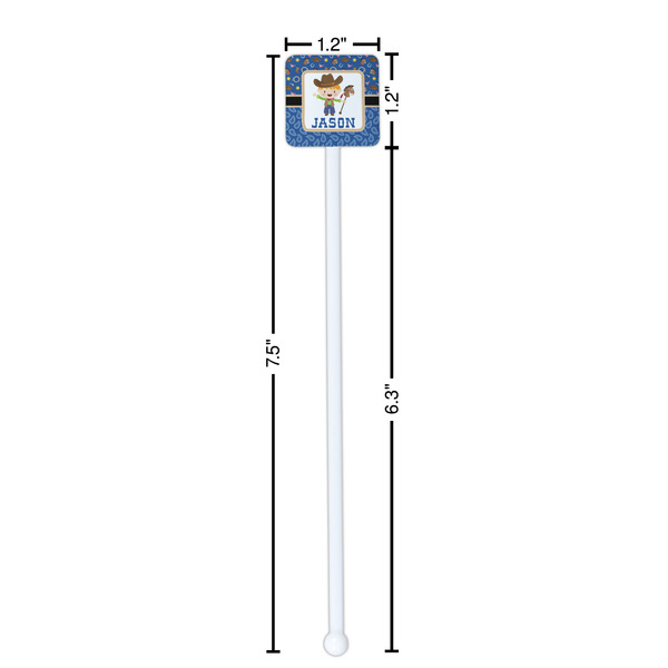 Blue Western White Plastic Stir Stick - Square - Dimensions