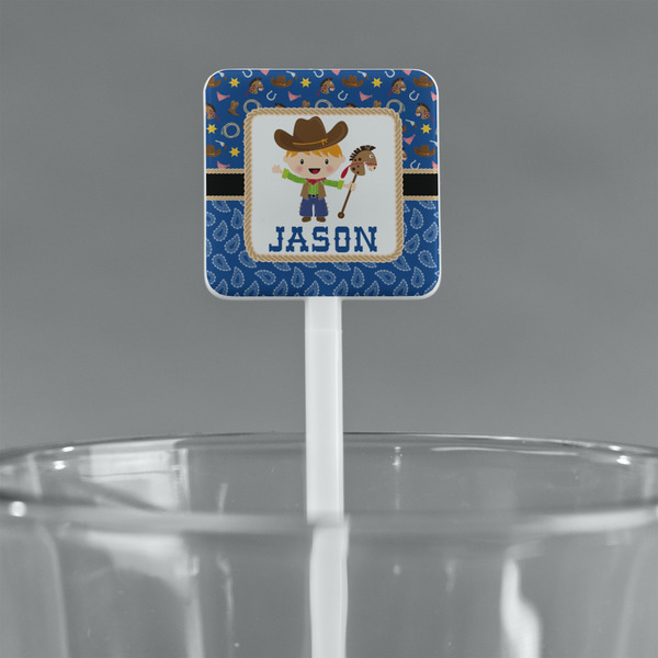 Blue Western White Plastic Stir Stick - Square - Main