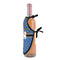 Blue Western Wine Bottle Apron - DETAIL WITH CLIP ON NECK