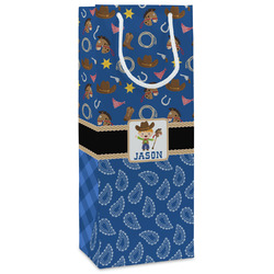 Blue Western Wine Gift Bags - Gloss (Personalized)