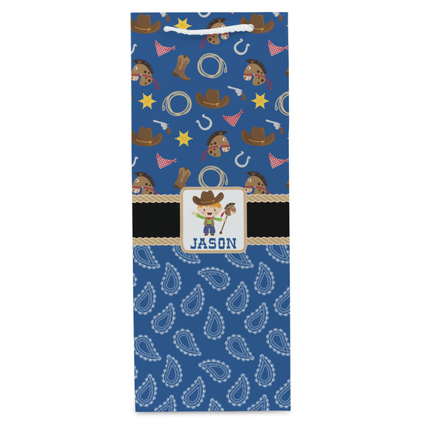 Blue Western Wine Gift Bag - Matte - Front