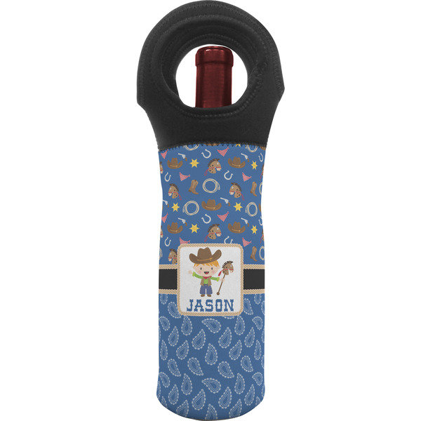 Custom Blue Western Wine Tote Bag (Personalized)