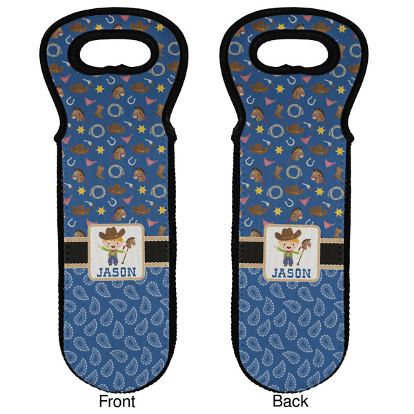 Blue Western Wine Tote Front & Back