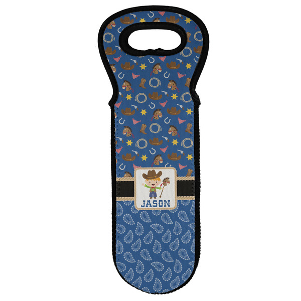 Custom Blue Western Wine Tote Bag (Personalized)