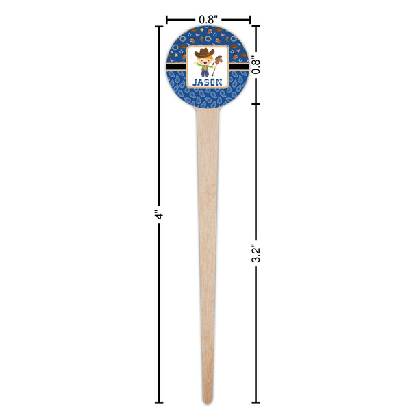Blue Western Wooden 4" Food Pick - Round - Dimensions