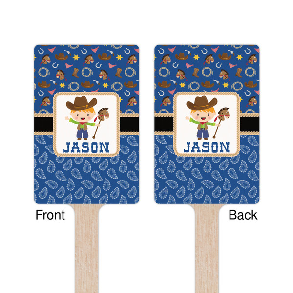 Blue Western Wooden 6.25" Stir Stick - Rectangular - Double Sided - Front & Back
