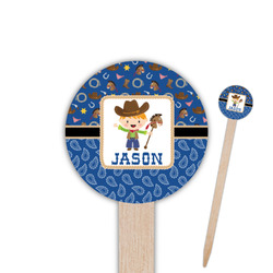 Blue Western Round Wooden Food Picks (Personalized)